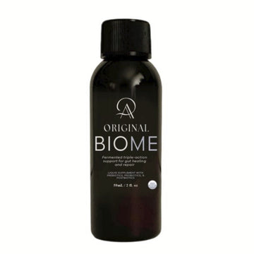 Original Biome 2 fl oz liquid probiotic supplement bottle. TSA friendly.