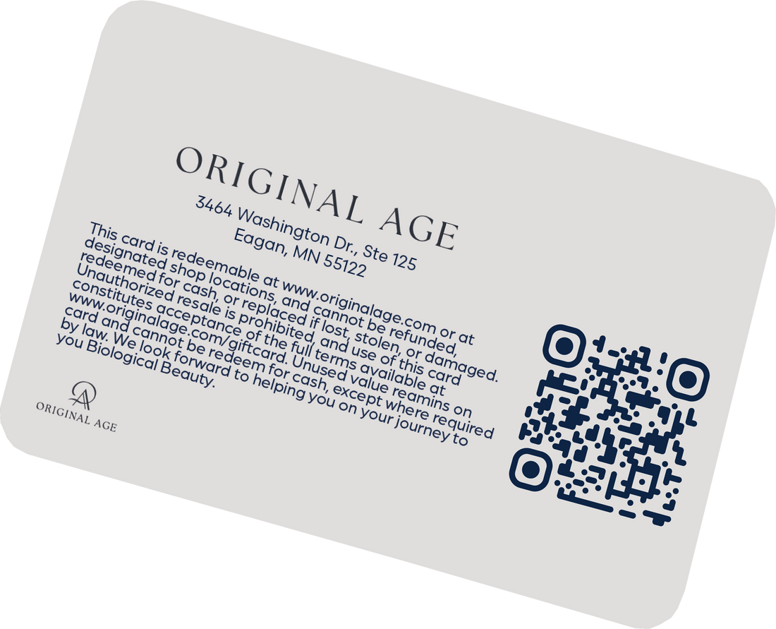 Original Age gift card with logo and design.