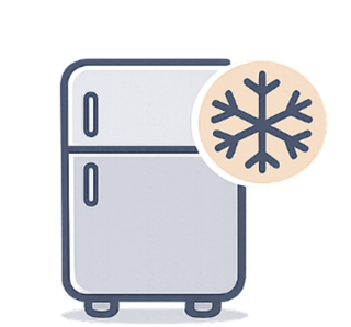 Illustration of a refrigerator with a snowflake icon, indicating cooling or freezing function.