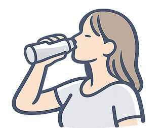 Illustration of a person drinking from a water bottle